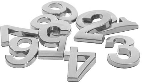 Lurrose 10pcs 5cm Self-adhesive 3d House Number Signs Silver Grey for Mailbox and Room Number Outdoor Address Plaques Suitable for Apartments and Offices