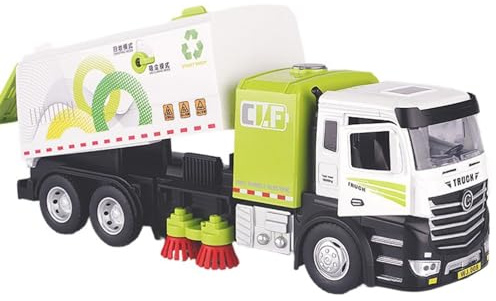 Oxxggkao Realistic Alloy Vacuum Sweeper Truck Toy for Kids Manual Action Enhances Motor Abilities Educational Safe Substance Hands on Play