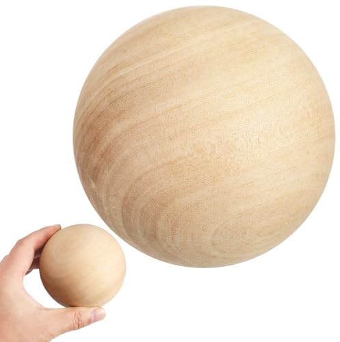 Mikikit Palla Artigianale in Legno Massello Rotonda per Decorazioni Craft senza Bave Accessorio Creativo DIY per Progetti Fatti a Mano e Arredamento