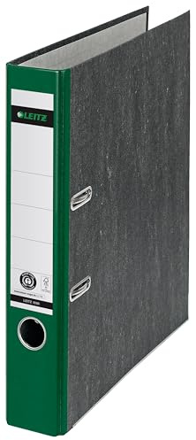 Leitz Kvalitetsmapp, originalet, klimatneutral, DIN A4 mapp smal, 5 cm bred, molnmarmorpapper, återvinningsmapp, blå ängel, med 180° mekanik, högsta stabilitet, grön, 105055