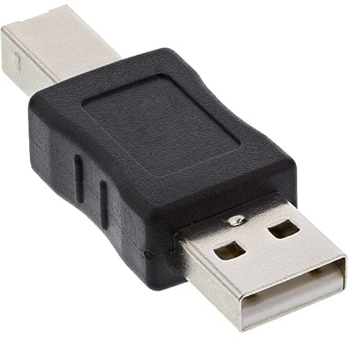 InLine 20101 Adattatore USB 2 Type-A Maschio a USB 2 Type-B Maschio, Nero