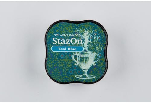 Tsukineko StaZon Midi Stempelkissen, Aquamarin Blau, Synthetic Material, Tuerkis, 5.4 x 5.4 x 2.2 cm