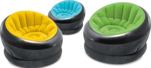 Intex Aufblasbares Empire, 111,8 x 109,2 x 68,6 cm, kann variieren, 1 Stuhl, Mehrfarbig, 111,8 x 109,2 x 68,6 cm