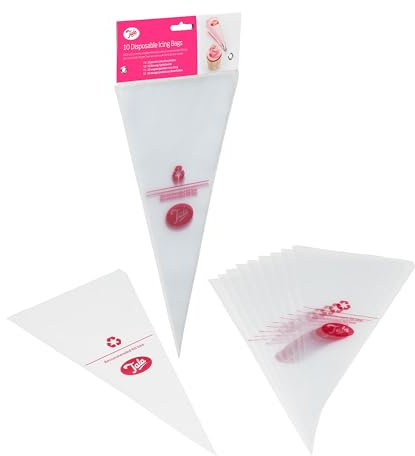 Tala 10 Wiederverwendbare Spritzbeutel - Transparente Einweg-Gebäckspritzen für Torten, Cupcakes und Gebäckdekorationen - Passend für alle Tüllen - 16,5 cm x 31 cm, Weiß