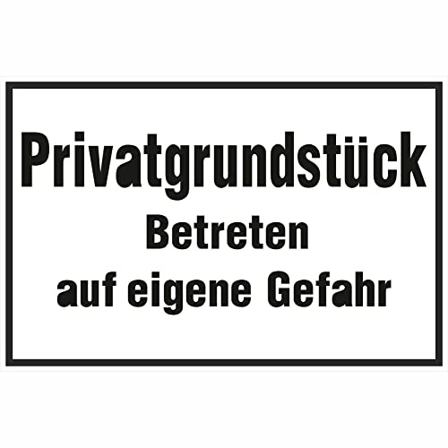 Indigos UG - Schild Privatgrundstück - Betreten auf eigene Gefahr Hinweischild, 30x20 cm - Warnung - Sicherheit - Hotel, Firma, Haus - Aluverbundplatte 3mm - Hinweisschild - Warnschild