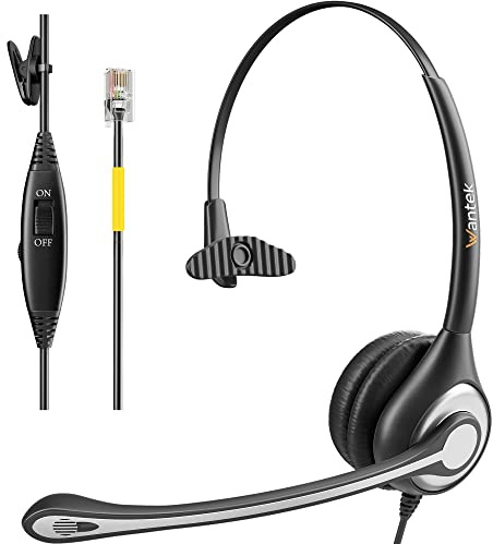 Wantek Yealink Phone Headset with Noise Canceling Mic, RJ9 Office Telephone Headsets with Mic Noise Cancelling Compatible with Yealink VoIP Phone T21P T42S T46S T48S T27G T53W T54W Grandstream Snom