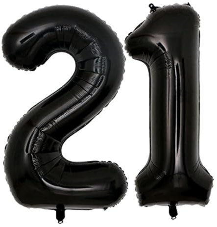 40inch Jumbo Black 21 number balloons for 21st Birthday Decorations helium balloons party supplies use them as Props for Photos (Black 21)