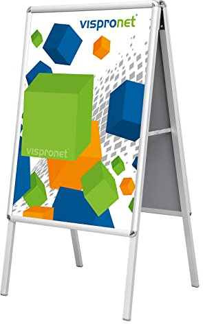 Vispronet hochwertiger Plakatständer DIN A2 - Kundenstopper, Werbetafel, Gehwegaufsteller Select (mit Alu-Klemmrahmen)