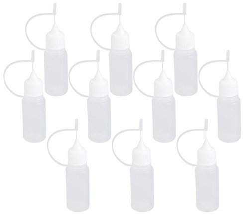 Salmophfeel 10 leere Kunststoff-Flaschen zum Auffüllen von Flüssigkeitstropfen, Nadelspitzen-Applikator, Kleberflasche, DIY-Quilling-Werkzeug, Präzisionsflasche, 10 ml (10 Stück)