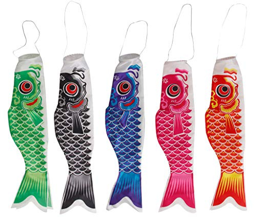 Tenlacum 5 pz/set Carpa Giapponese Manica A Vento Streamer Pesce Bandiera Aquilone Koinobori 70x17cm Casa All'aperto Decorazione Da Appendere 5 Colori