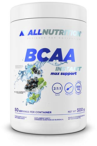ALLNUTRITION BCAA Max Support Powder/Capsules Complex of Branched Chain Amino Acids Glutamine Taurine Leucine Valine Isoleucine Muscle Regeneration 500 g Blackcurrant