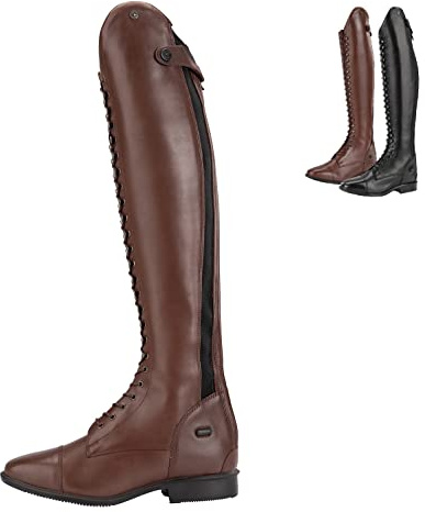 SUEDWIND FOOTWEAR Reitstiefel Legacy Venado – Schwarz & Braun – 37-42 | Stiefel mit Polo-Schnürung, Reißverschluss, extra lange Schnürsenkel, Lederfutter, hoher Dressurbogen – Lederstiefel