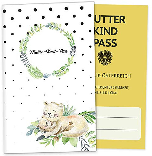 OLGS Mutter-Kind-Passhülle Österreich Mommy Love Dots Löwe, Schöne Schutzhülle für Schwangerschaft, Baby Schwanger