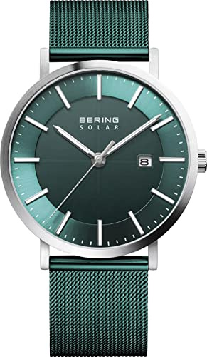 BERING Herren Uhr analog Solar mit Milanaise-Armband 15439-808