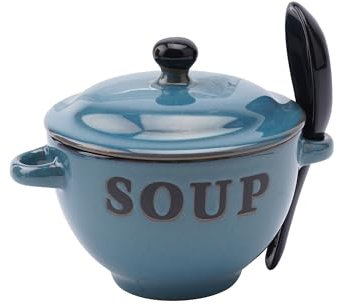 CGB Giftware | Blue Soup Bowl and Spoon Set in Gift Box | Country Farmhouse Chic | Capacity 350ml | GA635BLUE