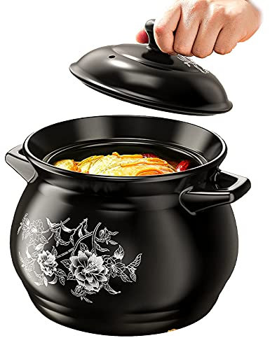 AIZYR Olla De Barro Tradicional Cazuela Caliente, Cazuela De Cerámica Resistente Al Calor Olla De Cocción Lenta para Guisar para Hervir A Fuego Lento,8.0l