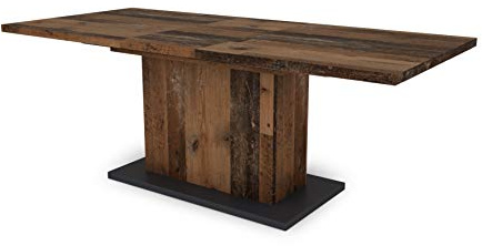 byLIVING Esstisch Athen, ausziehbar 160–200 cm, Old Wood-Optik | Säulentisch mit Synchronauszug und Einlegeplatte, B 160–200, H 75, T 90 cm