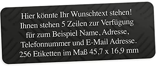 Adress-Aufkleber | PERSONALISIERT | 256 Stück | kleine Etiketten mit Wunsch-Text dunkelgrau 3 | Schrift Weiß | für Namen und Adressen