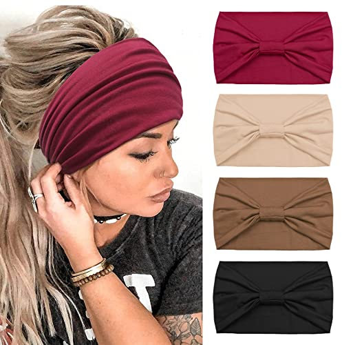 Stirnband Damen Breite Elastische Weiche Boho Haarbänder Leopard Print Haarschmuck Yoga Sport Haarband Mehrfarbig Haarreifen Damen(C)