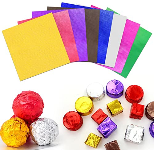 800 Stücke/8 Farben Bonbonpapier, XiXiRan Alufolie Wrapper für Süßigkeiten Schokolad, Aluminium Foil Papie for Chocolate Candy DIY Süßigkeiten