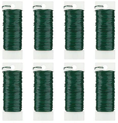 8pack 38yards Green Florist Wire, 22 Gauge Flexible Paddle Wire for Floristry and Wreath Making, Christmas
