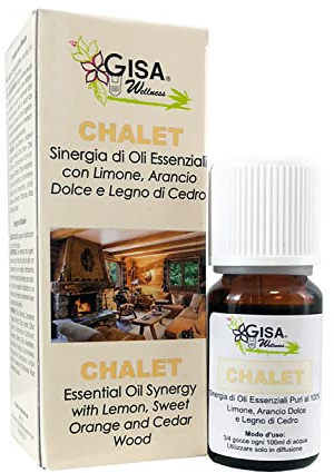 Gisa Wellness - CHALET - Sinergia Avvolgente con Agrumi ed Oli Essenziali - [10ml] - 100% Puri e Naturali di Limone, Arancio Dolce e Legno di Cedro - Per Aromaterapia - Made in Italy