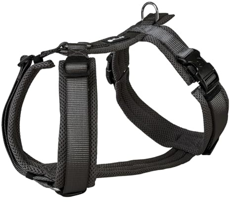 Petlando Hundegeschirr gepolstert, Mesh Y-Comfort, weich, stufenlos verstellbar, besonders leicht & atmungsaktiv, fellschonend, ergonomisch, Brustgeschirr für sehr kleine Hunde, Schwarz, XS