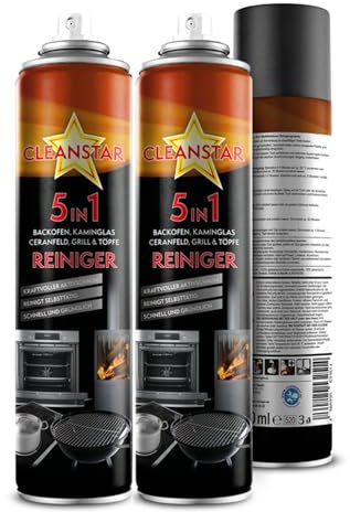 CLEANSTAR 5 in 1 Reiniger - Mehrzweck Schaumreiniger geeignet für Backofen, Ceranfeld, Grill, Töpfe und Kaminglas – schnelle & gründliche Aktivschaum Reinigung, je 400ml (5)
