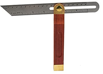 Tooloflife Adjustable 20CM/7.87in Stainless Steel & Wood Bevel Gauge - Angle Finder & Depth Gauge - 27CM/10.62in Ruler - Assembled