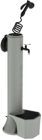 Sined Tritone PRO Fontana in Polietilene con Doppio Attacco e Cestello Facile Montaggio Tortora con Tubo Flessibile Lungo 75 m