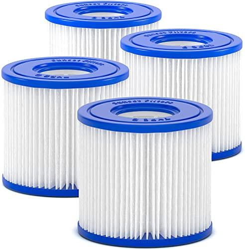 CHIKIXSON Filterkartusche VI, Whirlpool Filter VI für Lay-Z-Spa, für Bestway Miami Schwimmbad, Vegas, Palm Springs, Paris Monaco, Ersetzt Spa Filter Zubehör, 4 PCS