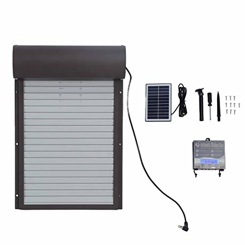 banapoy Automatische Hühnerstalltür, Solarbetrieben, Automatischer Hühnertüröffner aus Aluminium mit LED-Timer und Fernbedienung, Rollvorhang-Hühnerhaustür für Hühner, Enten, Gänse