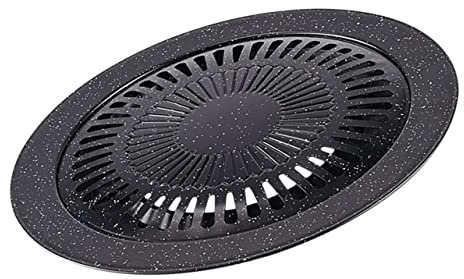 SHOWERORO Antihaftbeschichtete Grillpfanne Aus Aluminium Runde Bbq Fleischpfanne Für Camping Und Outdoor Gleichmäßige Hitzeverteilung Kompakte Grillplatte