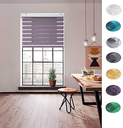 Tür Fenster Rollo 70 x 340 cm Doppelter Stoff, durchscheinend Vertikaljalousie für Babyzimmer Montage-Teile inklusive für Fenster und Türen, Küche, Lila