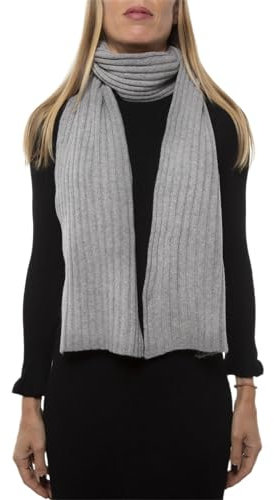 Bo.MA. Gerippter Schal 100% reines regeneriertes Kaschmir Damen Herren Winterstola Raw-Schals Made Italy Kaschmir Pashmina Stole Accessoires Kleidung Geschenk Winter Schwarz Winter schwer warm, grau,