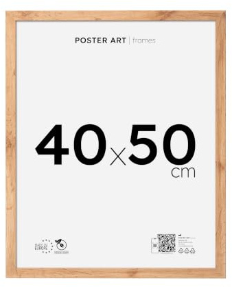 POSTER ART Bilderrahmen 40x50 cm Hängende aus MDF und Acrylglas Wotan Eiche | Für Poster und Puzzles, Vertikal oder horizontal, Einfache Montage, Robustes Acrylglas, Europäische Produktion