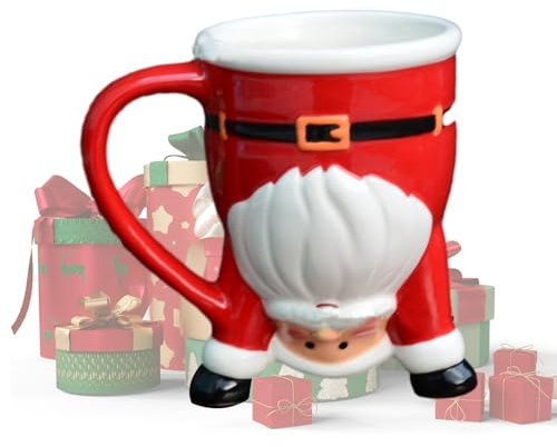 NGUMMS Weihnachtsmann-Tassen | Umgedrehte -Kaffeetassen aus Keramik mit Henkel - Weihnachtsmann-Weihnachtstasse für Eierlikör, und mehr für Damen und Herren