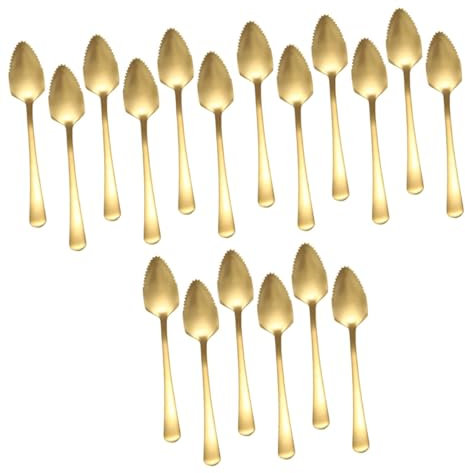 OUNONA 18pièces Cuillères à Dessert Acier Inoxydable Lot De Cuillères à Fruits Avec Poignée Longue Idéales Pour Salades Glaces Et Grapefruits