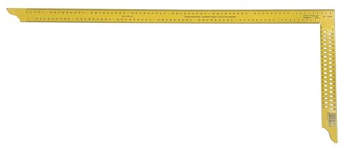 DEWEPRO Zimmermannswinkel 800mm mit vierseitiger Teilung und Anreißlöchern - gelb pulverbeschichtet - flacher Metallwinkel
