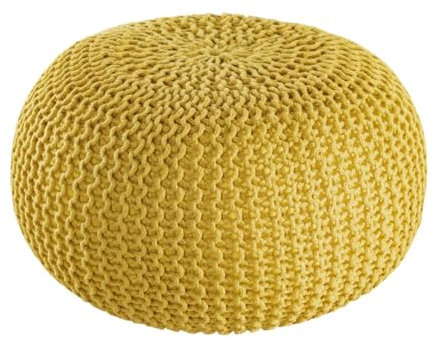 Amago home Pouf Outdoor ø 55 o. 45cm Bodenkissen Sitzpouf Hocker wetterfest pflegeleicht & nachhaltig Größe ø 55 cm, Farbe gelb - Freesia