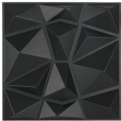 Lot de 15 panneaux muraux 3D en PVC imperméable texturé pour salon, chambre à coucher, 30 x 30 cm, noir