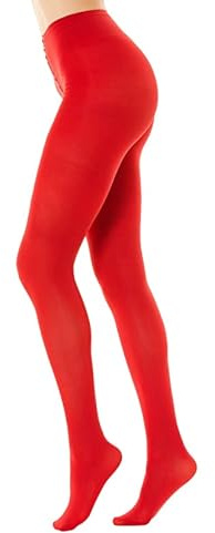 Gi&Gi Medias Panty Opacas para Mujer, 50 Denier, Microfibra Suave, Cintura Cómoda, Colores Variados (FR/ES, Letras, S, M, Regular, Regular, rojo)