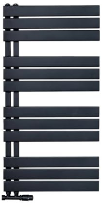 Handtuchheizkörper/Badheizkörper Paneel Anschluss linksseitig schwarz 1200x600