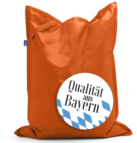 Bruni Kinder-Sitzsack Caree Kids in Orange – rechteckiger Indoor- und Outdoor-Sitzsack für Kinder mit 140x100 cm und Innenhülle, Bean Bag aus Deutschland