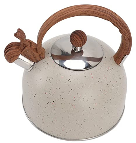 Bouilloire Sifflante Bouilloire Sifflante d'une capacité de 2, 5 L, Théière en Acier Inoxydable pour Faire Bouillir l'eau (Beige)