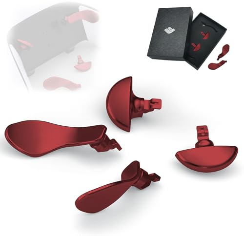 KD.FLY Metal Back Paddles for PS5 Dualsense Edge Controller | 4PCS Metal Replacement Back Buttons, Interchangeable Button Accessories for PS5 Dualsense Edge Controller, Red