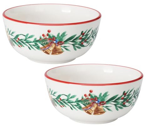 Carousel Home Set of 2 Nutcracker Christmas Bowls | Round Ceramic Festive Nutcracker Bowls Christmas Tableware | Perfect For Serving Snacks, Soups, or Desserts - 500ml