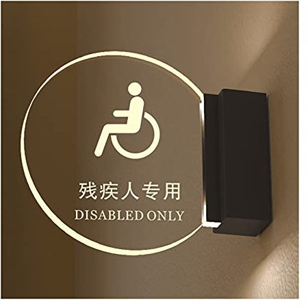 OJXIER Toilettenschild, LED-Schild zur Wandmontage, Badezimmerschild mit beleuchtetem Rand für Damen, Herren und Damen, Badezimmer-Dekor (D) (E)