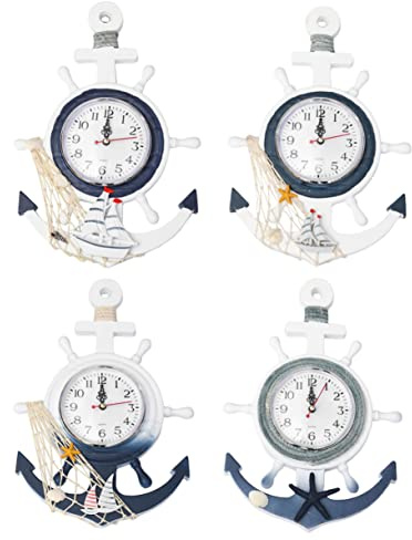 Cabilock Orologio Da Parete Forma Di Nave Ancora e Stella Realizzato in e Plastica Decorativo Per Soggiorno e Camera Da