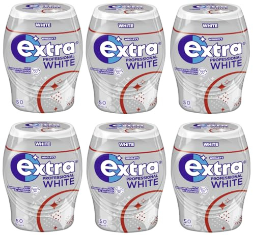 EXTRA PROFESSIONAL White Dose 6x50 Dragees (6 Dosen) Kaugummi I Zahnpflege I Zuckerfrei I Frischer Atem - Atemerfrischer